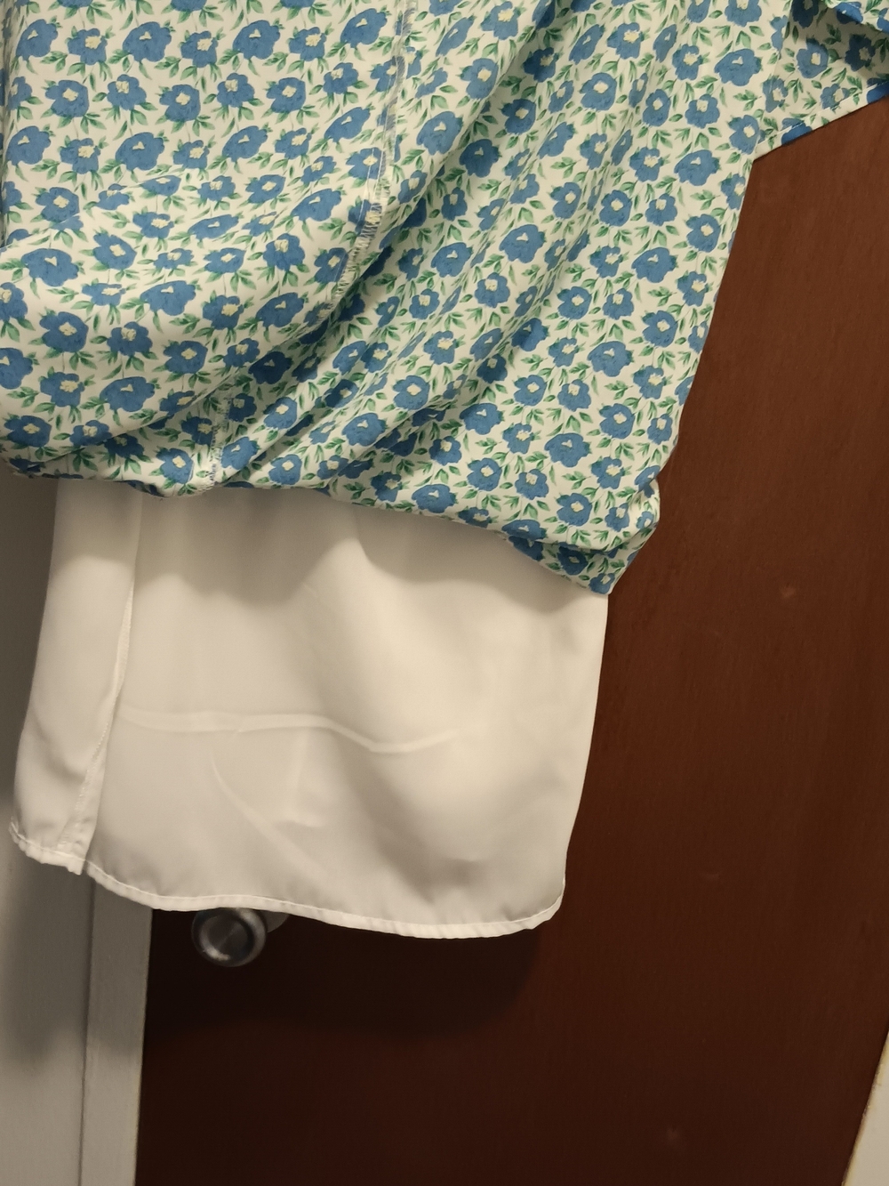 Lush Blue and White Floral Tie-Shoulder Lined Summer Midi Dress - Picture 6 of 7